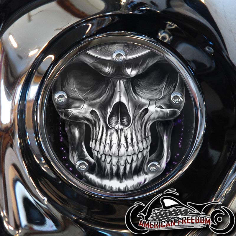 Custom Timing Cover - Reaper Skull (B&W) - Click Image to Close